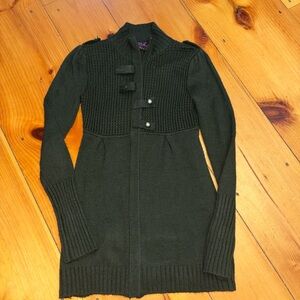 Take Out Green Knit Zip Cardigan Size Small Missing Buttons